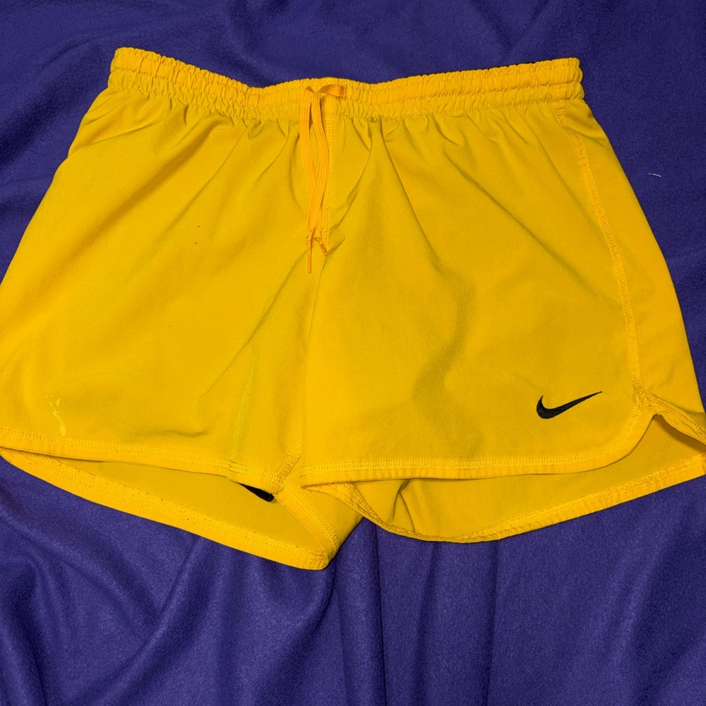 Nike Black and Yellow Athletic Shorts